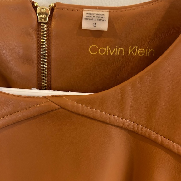 Calvin Klein faux leather tan dress - Picture 3 of 3